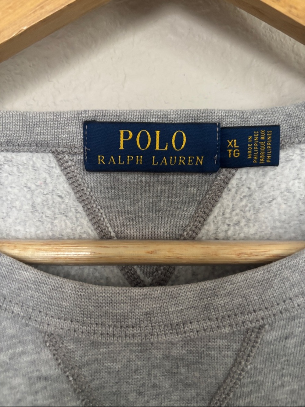 Polo Ralph Lauren Gray Polo Bear Fleece Crewneck Sweatshirt Blazer Jeans Size XL - Picture 2 of 16